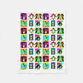 Penguin Cartoon Vogels Abstract Kunstcollage Fleece Deken