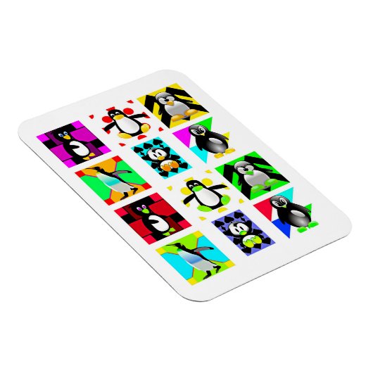 Penguin Cartoon Vogels Abstract Kunstcollage Magneet (Rechterzijde)