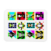 Penguin Cartoon Vogels Abstract Kunstcollage Magneet (Horizontaal)