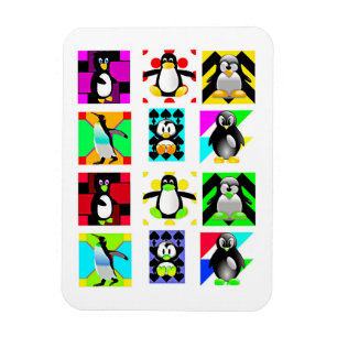 Penguin Cartoon Vogels Abstract Kunstcollage Magneet