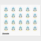 Penguin Charm Winter Vakantie Ronde Sticker (Vel)