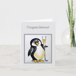 Penguin Cheers Funny and Cute Gefeliciteerd Kaart