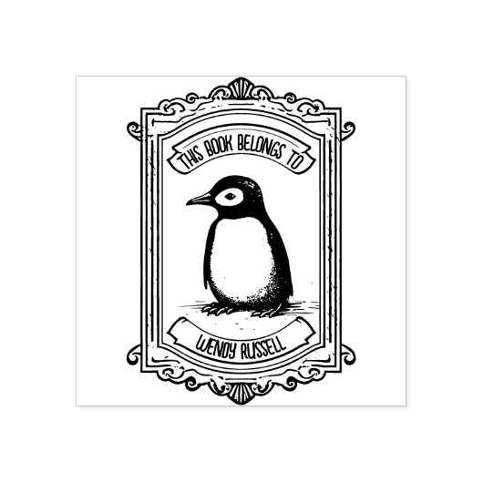 Penguin Chick Aangepaste Naam Boekplaat Rubberstempel (Afrduk)