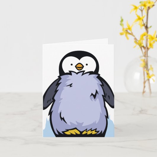Penguin Chick Big Wenskaart Kaart (Gele Bloem)