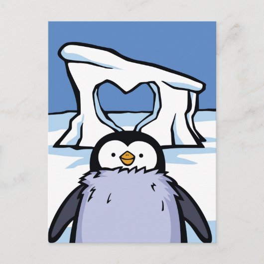 Penguin Chick Heart Post Card Briefkaart (Voorkant)
