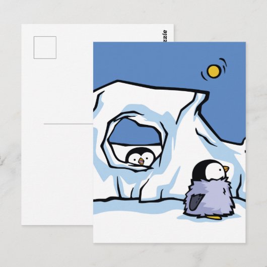 Penguin Chick Peek-a-Boo Post Card Briefkaart (Voorkant / Achterkant)