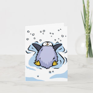 Penguin Chick Snow Angel Wenskaart Kaart