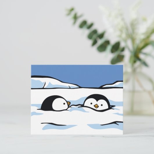 Penguin Chick Snow Deep Post Card Briefkaart (Staand voorkant)
