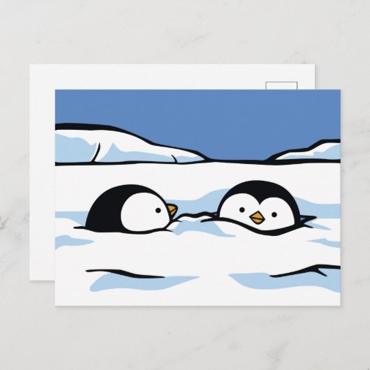 Penguin Chick Snow Deep Post Card Briefkaart (Voorkant / Achterkant)