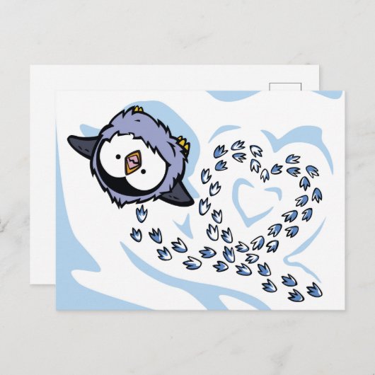 Penguin Chick Snowprint Post Card Briefkaart (Voorkant / Achterkant)