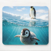 Penguin Chick Swimming In Arctic Water Muismat (Voorkant)