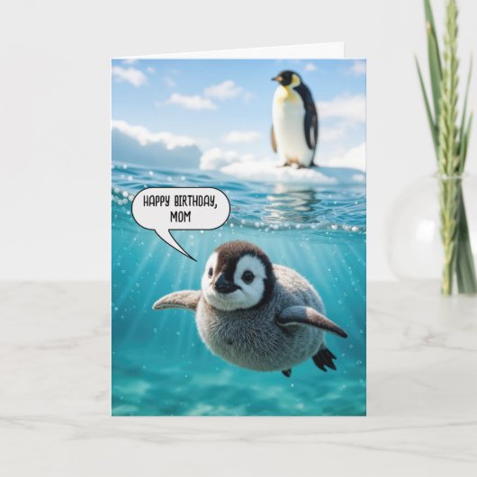 Penguin Chick voor de verjaardag van mama Kaart (Voorkant)