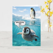 Penguin Chick voor de verjaardag van mama Kaart (Gele Bloem)