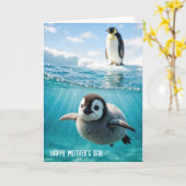 Penguin Chick voor Moederdag Kaart (Gele Bloem)