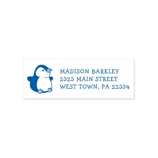 Penguin Children's Schattige retour adresstempel Zelfinktende Stempel (Design)