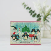 Penguin Christmas Briefkaart (Staand voorkant)