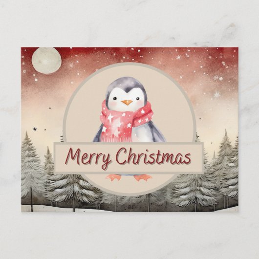 Penguin Christmas Briefkaart (Voorkant)