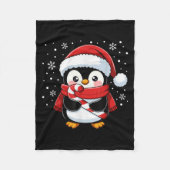 Penguin Christmas Candy Cane Winter Toddler Girl B Fleece Deken (Voorkant)