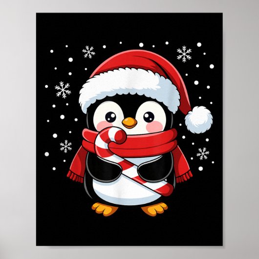 Penguin Christmas Candy Cane Winter Toddler Girl B Poster (Voorkant)