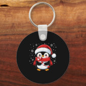 Penguin Christmas Candy Cane Winter Toddler Girl B Sleutelhanger (Voorkant)