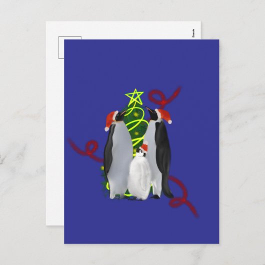 Penguin Christmas Feestdagenkaart (Voorkant / Achterkant)