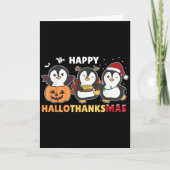 Penguin Christmas Halloween Costume Happy Hallotha Kaart (Voorkant)