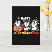 Penguin Christmas Halloween Costume Happy Hallotha Kaart (Gele Bloem)