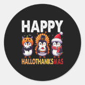 Penguin Christmas Halloween Costume Happy Hallotha Ronde Sticker (Voorkant)