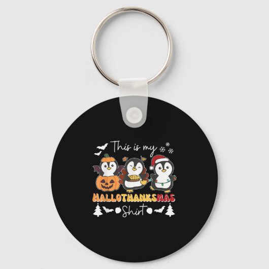 Penguin Christmas Halloween This Is My Hallothanks Sleutelhanger (Voorkant)