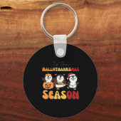 Penguin Christmas Halloween Tis' The Hallothanksma Sleutelhanger (Voorkant)