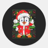 Penguin Christmas Lights Santa Costume Ugly Xmas S Ronde Sticker (Voorkant)