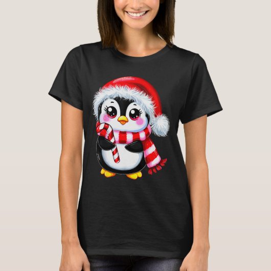 Penguin Christmas Lover Uni-adult Black Small Mode T-shirt (Voorkant)