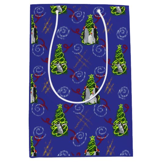 Penguin Christmas Medium Cadeauzakje (Voorkant)