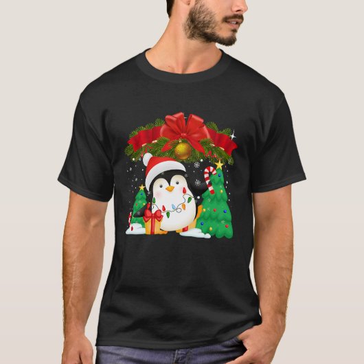 Penguin Christmas Ornament Tree Lights Cute Pengui T-shirt (Voorkant)