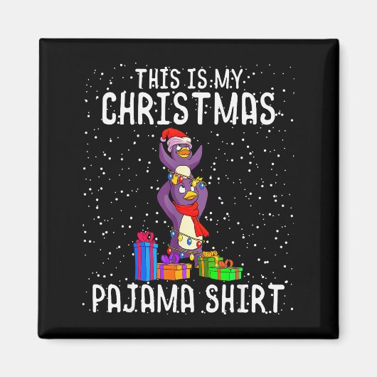 Penguin Christmas Pajama Shirt Penguin Lover Gift Magneet (Voorkant)
