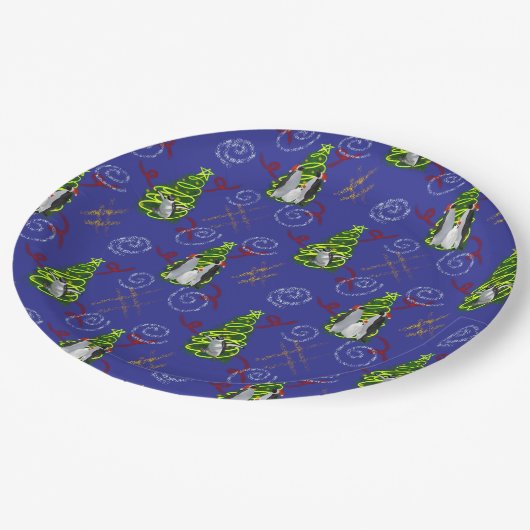 Penguin Christmas Papieren Bordje (Gekanteld)