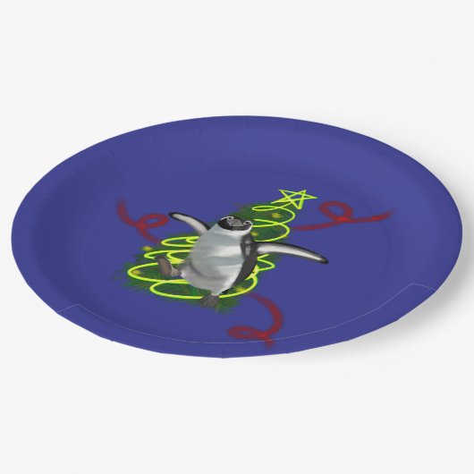 Penguin Christmas Papieren Bordje (Gekanteld)