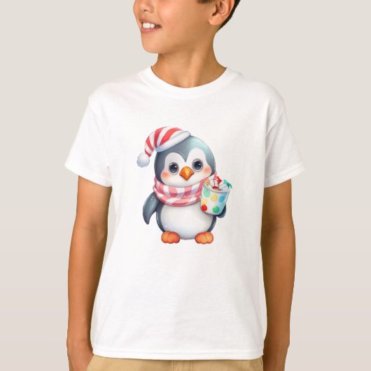 🐧 Penguin Christmas Shirt voor jongens (Voorkant)