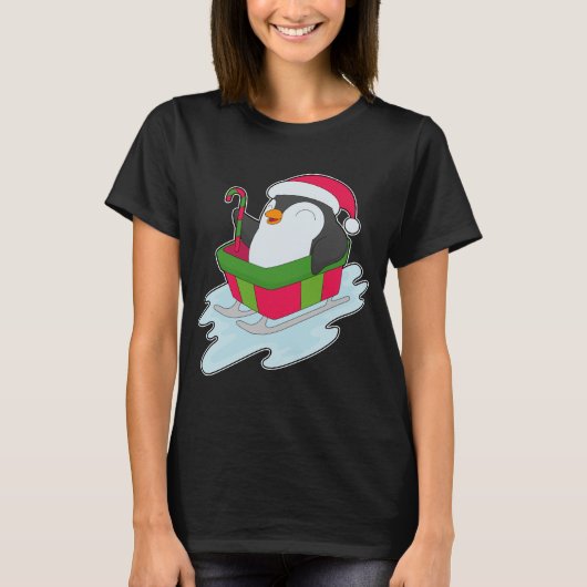 Penguin Christmas Sled T-shirt (Voorkant)