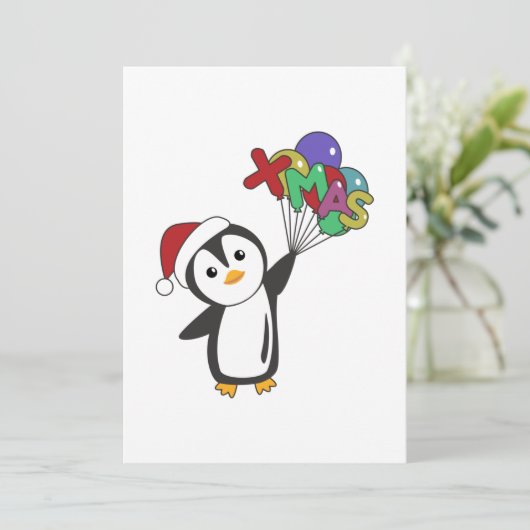 Penguin Christmas Snow Winter Animals Penguins Adu Feestdagenkaart (Staand voorkant)