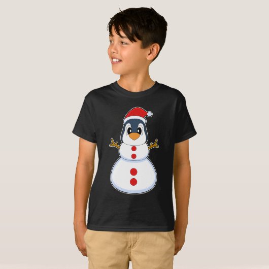 Penguin Christmas Snowman T-shirt (Voorkant volledig)