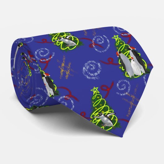 Penguin Christmas Stropdas (Opgerold)