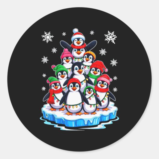 Penguin Christmas Tree Penguin Lover Xmas For Men Ronde Sticker (Voorkant)