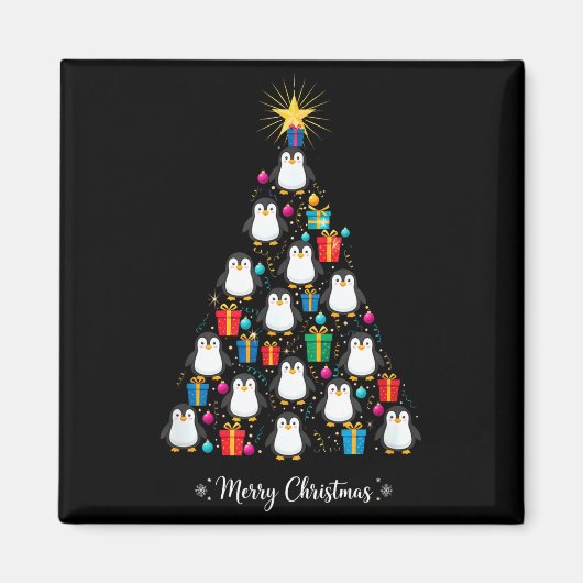 Penguin Christmas Tree Xmas Day Holiday Men &amp;  Magneet (Voorkant)