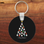 Penguin Christmas Tree Xmas Day Holiday Men & Sleutelhanger (Voorkant)