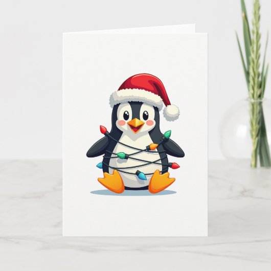 Penguin Christmas Winter Animals Holiday Card Kaart (Voorkant)