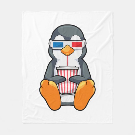 Penguin Cinema Glasses Drink bekertje Fleece Deken (Voorkant)