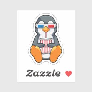 Penguin Cinema Glasses Drink bekertje Sticker