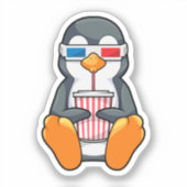 Penguin Cinema Glasses Drink bekertje Sticker (Voorkant)