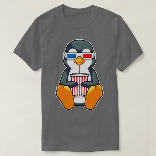 Penguin Cinema Glasses Drink bekertje T-shirt (Design voorkant)